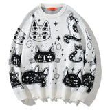 -Soft knit acrylic pullover sweater with crewneck, long sleeves and fringed (hemmed to prevent fraying) bottom edge. These run slightly small See size chart. Free shipping from abroad.
Cute unique Women's Fall Winter Fashion Cartoon Kitty Print Jumper Hikigawa Korean Streetwear Fashion Knit Pullover Tops-White-M-