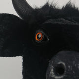 -High quality, full over-the-head black bull mask with movable jaw. Made of soft synthetic fur and latex, weighs about two pounds. One size fits most adults. 
 Free shipping, average delivery in 2-3 weeks.

funny weird realistic working mouth furry cosplay cow costume with horns halloween kink roleplaying furries mask-