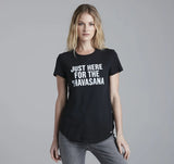 -Just here for the shavasana... This crew tee is destined to be a staple in your wardrobe; It features a contemporary fit and is made with a lightweight, buttery&nbsp;100% Supima cotton woven in Los Angeles. Model is wearing a small.Made in the USA. Funny California Yoga corpse pose graphic fashion Tee.-Black-Small-