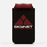 Skynet Can Cooler, Evil SciFi AI Logo Beer / Soda Drink Insulator Wrap-High quality, neoprene can cooler. Fits most standard 12oz and 16 fl oz cans. Foldable for easy storage. Classic Skynet logo evil self-aware scifi robotics AI corporation humans vs robots science fiction dystopian war. Custom beverage bottle insulating can cooling wrap. Insulator drink sleeve keeps beer or soda cold. -