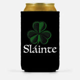 Slainté Shamrock Beverage Insulator Sleeve, Celtic Can Cooler Wrap-Reusable neoprene beverage insulator sleeve. Fits standard 12oz and 16oz cans or bottles and keeps beverages cold. Easy to clean and foldable for easy storage. Celtic Sláinte / Slainte Irish and Scottish gaelic health blessing, Ireland St Patricks Day beer soda drink accessory. Great gift or drink marker for parties. -