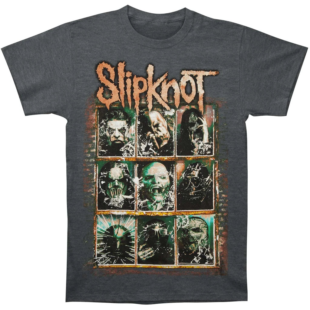 Slipknot Classic Window and Goat Band Tee, Officially Licensed, Black-Black Heather-S-