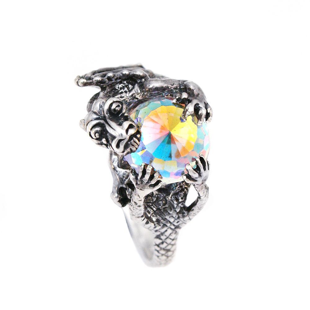 THE HOBBIT Smaug the Dragon and Arkenstone Ring-Officially licensed JRR Tolkien's The Hobbit Smaug the Dragon with Arkenstone Ring. Handcrafted in the USA of .925 Sterling Silver with crystal Arkenstone. Available in US ring sizes 4-20. New in box with COA. 

Fine silver fantasy jewelry artisan made in the USA. LOTR Lord of the Rings mens womens unisex gift-4 US-