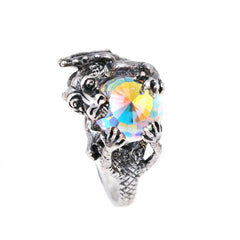 THE HOBBIT Smaug the Dragon and Arkenstone Ring-Officially licensed JRR Tolkien's The Hobbit Smaug the Dragon with Arkenstone Ring. Handcrafted in the USA of .925 Sterling Silver with crystal Arkenstone. Available in US ring sizes 4-20. New in box with COA. Fine silver fantasy jewelry artisan made in the USA. LOTR Lord of the Rings mens womens unisex gift-4 US-