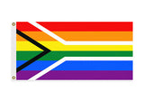 South African LGBTQIA Pride Flag - Rainbow Stripe SA GLBTI Gay Pride -High Quality, Professionally printed LGBTQ rainbow striped pride flag. Single or double sided, grommets or pole sleeve/pocket. 2x1ft / 1x2 ft, 3x2ft / 2x3 ft, 3x5ft / 5x3 ft. Fully customizable. Classic Traditional LGBT GLBT LGBTQIA LGBTQI LGBTQ LGBTQIA Gay Pride Equality Protest March Festival Pole Banner Parade Flag-2 ft x 1 ft-Standard-Grommets-