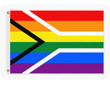 South African LGBTQIA Pride Flag - Rainbow Stripe SA GLBTI Gay Pride -High Quality, Professionally printed LGBTQ rainbow striped pride flag. Single or double sided, grommets or pole sleeve/pocket. 2x1ft / 1x2 ft, 3x2ft / 2x3 ft, 3x5ft / 5x3 ft. Fully customizable. Classic Traditional LGBT GLBT LGBTQIA LGBTQI LGBTQ LGBTQIA Gay Pride Equality Protest March Festival Pole Banner Parade Flag-3 ft x 2 ft-Standard-Grommets-