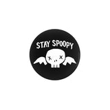 Stay Spoopy Winged Skull Buttons - 1.25, 2.25 or 3in - Halloween Goth-High quality scratch and UV resistant mylar and metal pinback badge. 1.25, 2.25 or 3 inches. Ships in 3-5 business days from the US. 
Funny spoopy skeletons meme goth gothic halloween pinback badge pin kowai creepy cute harajuku gift -1.25 inch Round Button-
