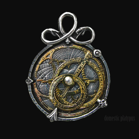 -Alchemy "Anguistralobe" Pendent Necklace - Working miniature replica of an 18th century astrolabe with moving brass parts. Astrolabes have been used by astronomers-As Shown-664427003213