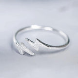 Small Sterling Silver Lightning Bolt Ring / Toe Ring sizable sz 5-7 US--