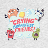 Steven Universe Crying Breakfast Friends Tee, Officially Licensed-Heather Gray-S-