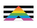 Straight Ally Pride Flag, Heterosexual LGBTQ LGBTQIA Support Banner-High quality, professionally printed polyester flag. Single or fully double-sided with blackout layer, grommets or pole pocket / sleeve. 2x1ft / 1x2ft, 3x2ft / 2x3ft, 5x3ft / 3x5f. Customizable. Straight Ally Hetero Heterosexual LGBT LGBTQ LGBTQIA LGBTQX Trans PFLAG Allies Support Pride Banner Flag Rainbow Triangle. -2 ft x 1 ft-Standard-Grommets-