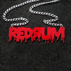 REDRUM Acrylic Necklace, Strangewave - Punk Gothic Horror Kitsch-