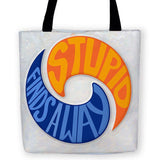 -Tide Pod Challenge meme parody 'Stupid Finds a Way' reusable fabric carryall tote bag. Durable and machine washable. This item is made-to-order and typically ships in 3-5 Business Days.-