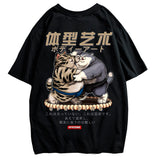 -High quality designer fashion mens/unisex graphic tee. Front chest print and oversized print on the reverse. See size chart. Free shipping from abroad. Typically arrives in 2-3 weeks to the USA. Funny unique sumo wrestling fat cats kitties kanji Japan Japanese streetwear skatewear hiphop tshirt shirt casual imported -Black-XL-