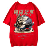 -High quality designer fashion mens/unisex graphic tee. Front chest print and oversized print on the reverse. See size chart. Free shipping from abroad. Typically arrives in 2-3 weeks to the USA. Funny unique sumo wrestling fat cats kitties kanji Japan Japanese streetwear skatewear hiphop tshirt shirt casual imported -Red-3XL-