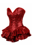 -Sweetheart neckline corset dress made of high quality sequin fabric Premium side zipper closure with privacy panel for comfort 8 spiral steel bones and 4 static bones 100% Cotton Twill lining 6ing Modesty panel Nickel brass grommets Thick cording back lacing for cinching Shipped from USA. Standard and curvy plus sizes-Small-655222169587