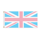 UK Trans Pride Flag LGBTQ LGBTQIA LGBTQX Transgender RIghts Union Jack-High quality, professionally made polyester Pride flag, single or double sided, grommets or pole pocket. 2x1/1x2ft,3x2/2x3ft,3x5/5x3ft. Fully customizable by request. Transgender LGBT LGBTQ LGBTQIA LGBTQX Trans Rights Equality Protest. Resist United. UK United Kingdom Union Jack England Ireland Scotland Wales British-2 ft x 1 ft-Standard-Grommets-706547492338