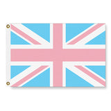 UK Trans Pride Flag LGBTQ LGBTQIA LGBTQX Transgender RIghts Union Jack-High quality, professionally made polyester Pride flag, single or double sided, grommets or pole pocket. 2x1/1x2ft,3x2/2x3ft,3x5/5x3ft. Fully customizable by request. Transgender LGBT LGBTQ LGBTQIA LGBTQX Trans Rights Equality Protest. Resist United. UK United Kingdom Union Jack England Ireland Scotland Wales British-3 ft x 2 ft-Standard-Grommets-706547492338