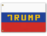 -High quality, professionally printed polyester flag. Single or double-sided with blackout layer, grommets or pole pocket / sleeve. 2x1ft / 1x2ft, 3x2ft / 2x3ft, 5x3ft / 3x5ft. Customizable. Trump Russia Flag Russian Asset Criminal President Putin USA Election Interference Anti-Trump Kleptocracy Fascism Conspiracy. -