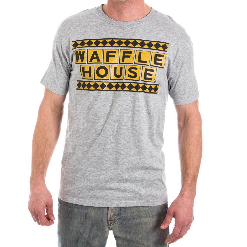 Waffle House Classic Logo Tee - Mens / Unisex Roadtrip USA -Celebrate your love for this truly American institution and cultural icon... Serving hot 24/7/365 since 1955! Soft and comfortable 100% pre-shrunk, ringspun 100% cotton mens / unisex shirt with taped neck and shoulder seams, 3/4" seamed rib-knit collar, and double-needle hems. Officially licensed Waffle House apparel. -Heather Gray-S-