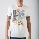 SPACE JAM Retro Vintage Style DAFFY DUCK Basketball Graphic Tee USA-Soft and comfortable 100% pre-shrunk cotton jersey mens / unisex tee with custom retro vintage style Daffy Duck artwork. Genuine, officially licensed Looney Tunes Space Jam apparel. Ships from the USA. 1990s nineties 90s kids basketball cartoon movie classic distressed style.-WHITE-S-