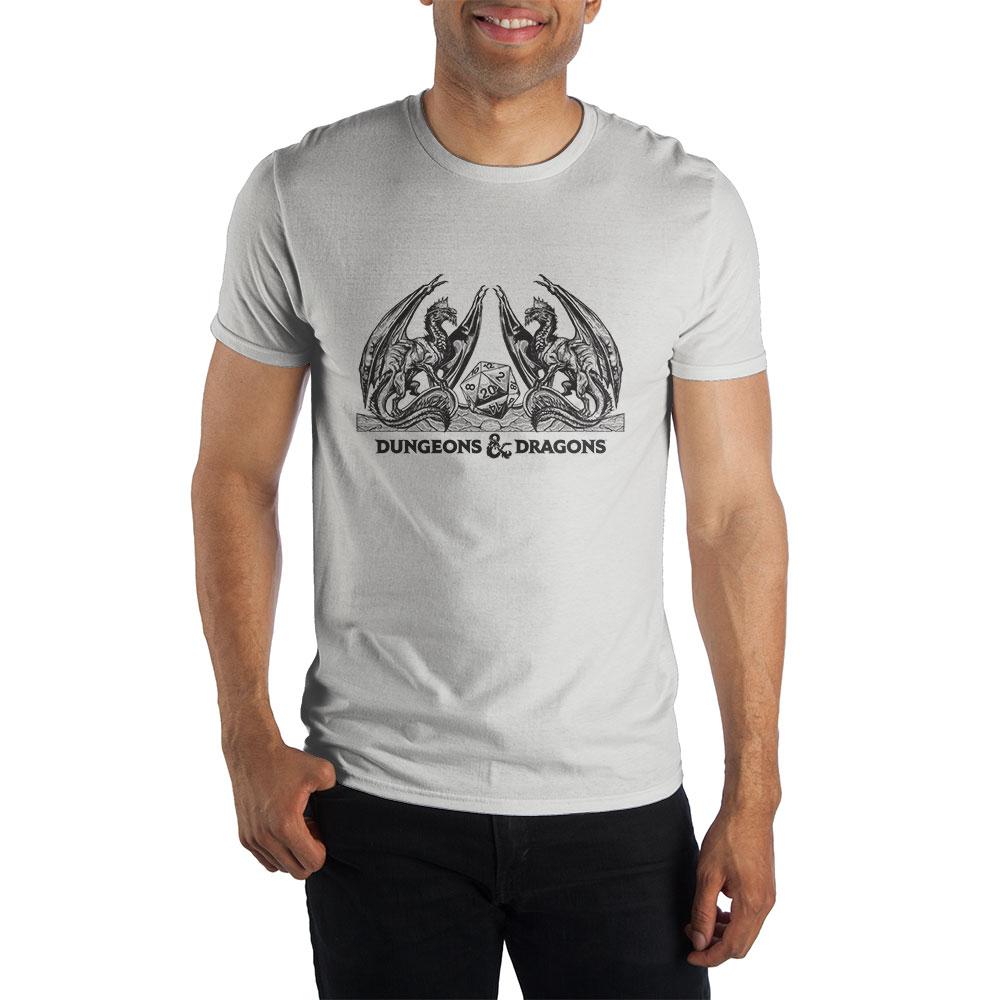 Dungeons & Dragons Classic Logo Tee, Officially Licensed, AD&D D&D D20-White-S-843743121805