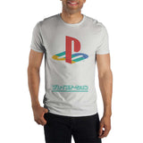 PLAYSTATION Japanese Classic PSX / PS1 Logo Tee, Officially Licensed-Soft and comfortable mens / unisex tee with classic Playstation 1 logo and kanji text.&nbsp; Officially licensed Sony Playstation apparel. This shirt typically ships in 2-3 business days from within the USA. - Retro gaming, 90s nineties 1990s console wars -WHITE-S-