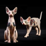 -Nicely detailed miniature 1:6 scale tattooed sphynx cat figurines crafted in high quality resin, hand painted. Brand new in box. Guaranteed quality. Free shipping.

Unique unusual weird naked hairless cat sphynx spinx sphinx badass cat tattoos tattooing pierced piercing figure sculpture statuette punk kitty gift-Both-
