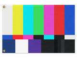 Retro TV Test Pattern Flag Offline Analog Television Color Bars Banner-High quality, professionally printed polyester flag. Single or fully double-sided with blackout layer, grommets or pole pocket / sleeve. 3x2ft / 2x3ft, 5x3ft / 3x5ft, custom. Funny unique retro vintage Television offline analog color bar test pattern pole banner flag. TV broadcast signal CRT SMPTE video display graphic-3 ft x 2 ft-Standard-Grommets-