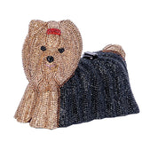Queen of York Handbag - Swarovski Encrusted Hand Carved Acacia Yorkie-Intricately hand-carved acacia wood Yorkshire Terrier handbag encrusted w/3000 Swarovski crystals-carry the ultimate gala stand-in for your pup.Her majesty measures 6.5x8x3.5in w/satin lined interior,TW branded lock closure&strap. Genuine Timmy Woods of Beverly Hills designer fashion dog purse shoulder luxury bag gift -