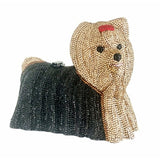 Queen of York Handbag - Swarovski Encrusted Hand Carved Acacia Yorkie-Intricately hand-carved acacia wood Yorkshire Terrier handbag encrusted w/3000 Swarovski crystals-carry the ultimate gala stand-in for your pup.Her majesty measures 6.5x8x3.5in w/satin lined interior,TW branded lock closure&strap. Genuine Timmy Woods of Beverly Hills designer fashion dog purse shoulder luxury bag gift -