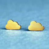 Small Cloud Stud Earrings, Stainless Steel silver or gold color, Mini-Gold-