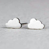 Small Cloud Stud Earrings, Stainless Steel silver or gold color, Mini-Silver-