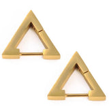 Chunky Titanium Triangle Stud Earrings, Retro Punk Neo-Gothic Fashion -Gold-Pair-