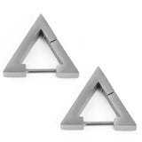 Chunky Titanium Triangle Stud Earrings, Retro Punk Neo-Gothic Fashion -Silver-Pair-