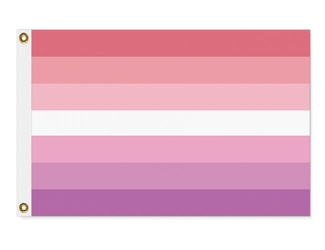 Transfeminine Lesbian Pride Flag, LGBTQIA Trans-Feminine Banner-Transfeminine Lesbian Pride Flag. High quality indoor / outdoor pole flag, in your choice of size & style. Single or double sided, grommets or pole sleeve / pocket. These flags are made-to-order and ship in about 10 business days from within the USA. Trans Feminine, Transgender Inclusive Lesbian LGBTQIA LGBTQ LGBT GLBT Intersex Nonbinary Rights Equlity Protest March Festival-3 ft x 2 ft-Standard-Grommets-
