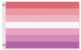 Transfeminine Lesbian Pride Flag, LGBTQIA Trans-Feminine Banner-Transfeminine Lesbian Pride Flag. High quality indoor / outdoor pole flag, in your choice of size & style. Single or double sided, grommets or pole sleeve / pocket. These flags are made-to-order and ship in about 10 business days from within the USA. Trans Feminine, Transgender Inclusive Lesbian LGBTQIA LGBTQ LGBT GLBT Intersex Nonbinary Rights Equlity Protest March Festival-5 ft x 3 ft-Standard-Grommets-