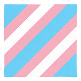Transgender Pride Bandana, 24x24 inches - Trans Rights-Polyester jersey knit 24 inch square bandana, kerchief, handkerchief, hanky, neckerchief, do-rag, facemask, headscarf, babushka, hankey. GLBT LGBT LGBTQ LGBTQIA LGBTQX LGBTQ Plus LGBTQ+ Transfeminine Transmasculine Trans Feminine Masculine Transgender gender identity Pride Rights Equality striped bandanas. -Diagonal Stripes-
