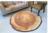 Tree Ring Slice Floor Mat / Area Rug, Unique Rustic Cabin Nature Decor-Unique floor mat printed with realistic tree ring pattern and shaped to match. Mat has a plush 3D polyester ultrafine fiber top and non-slip bottom. Roughly 6mm thick and available in sizes ranging from about 2ft to 6ft in diameter. These mats typically ship in 4-6 business days. Once shipped most arrive in 2-3 weeks.-