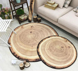 Tree Ring Slice Floor Mat / Area Rug - Unique Rustic Wood Cabin Decor-Unique floor mat printed with realistic tree ring pattern and shaped to match. Mat has a plush 3D polyester ultrafine fiber top and non-slip bottom. Roughly 6mm thick and available in sizes ranging from about 2ft to 6ft in diameter. These mats typically ship in 4-6 business days. Once shipped most arrive in 2-3 weeks.-