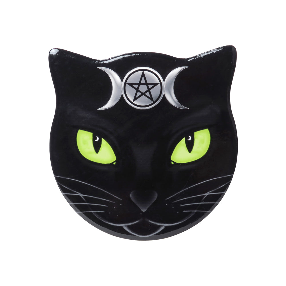 -Printed, high quality ceramic top with cork non-slip bottom. This unique cat head shaped ceramic coaster measures approximately 5.43in x 4.13in and 0.31 inch deep.Designed by Alchemy as part of the high quality ceramic homewares collection. Shipped from USA. CC16 Triple Moon pagan wicca witchcraft higy-