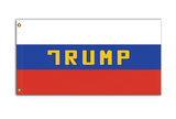 -High quality, professionally printed polyester flag. Single or double-sided with blackout layer, grommets or pole pocket / sleeve. 2x1ft / 1x2ft, 3x2ft / 2x3ft, 5x3ft / 3x5ft. Customizable. Trump Russia Flag Russian Asset Criminal President Putin USA Election Interference Anti-Trump Kleptocracy Fascism Conspiracy. -2 ft x 1 ft-Standard-Grommets-725185481429
