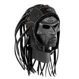 -High quality faux leather and latex cyber punk dread/tentacle helmet. Helm only, no mask included. Intended for costume and cosplay use, not as protective headgear. One size fits most adults. Free shipping from abroad.

Halloween future cyber punk goth gothic rave clubwear braids tentacles dreadlock headgear headwear -