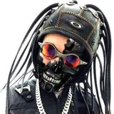 -High quality faux leather and latex cyber punk dread/tentacle helmet. Helm only, no mask included. Intended for costume and cosplay use, not as protective headgear. One size fits most adults. Free shipping from abroad.

Halloween future cyber punk goth gothic rave clubwear braids tentacles dreadlock headgear headwear -