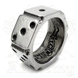 -Alchemy UL13/UL17 Hi-Roller Ring

Six-sided Dice ring where all opposite faces add up to Lucky 7! Use it as a real dice too!

Hand crafted in England of lead-free, Fine English Pewter. Approximate Dimensions based on US size 10/T: Width 0.94" x Height 0.91" x Depth 0.39"
Genuine Alchemy Gothic Product - Brand New with Alchemy Lifetime Guarantee

-