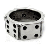 -Alchemy UL13/UL17 Hi-Roller Ring

Six-sided Dice ring where all opposite faces add up to Lucky 7! Use it as a real dice too!

Hand crafted in England of lead-free, Fine English Pewter. Approximate Dimensions based on US size 10/T: Width 0.94" x Height 0.91" x Depth 0.39"
Genuine Alchemy Gothic Product - Brand New with Alchemy Lifetime Guarantee

-