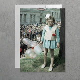 Ukrainian Balloon Girl Blank Occasion Cards, 5x5 or 5x7 -High quality blank greeting card on fine cardstock w/envelope.
Funny meme Ukranian birthday card party invitation unimpressed killjoy gothic punk wet blanket pooper soviet russian vintage antique photo joke gift get well thinking of you angry sorry card for sister bff best friend awkward geek nerdy memes over the hill-5x7 inch-1 Card-