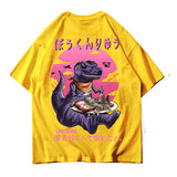 -High quality designer fashion mens/unisex graphic tee. Front chest print and oversized print on the reverse. See size chart. Free shipping from abroad. Typically arrives in 2-3 weeks to the USA. Funny unique dinosaurs t-rex dino brekky kaiju kanji Japan Japanese streetwear skatewear hiphop tshirt shirt casual imported -Yellow-L-
