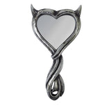 Devil Heart Hand Mirror, Alchemy Gothic - Double-sided Magnifying Goth-Antiqued Silver-664427047453