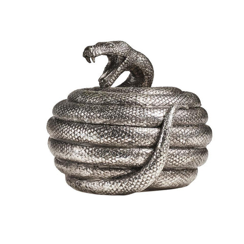 Coiled Snake Pot, Alchemy Gothic - Resin Trinket Box Python Viper Snek-Alchemy Gothic Coiled Snake Pot

The Aesculapian healer of ancient Greece guards the immortal wisdom of the underworld. A fittingly vigilant overseer for your most precious possessions.
High quality resin bowl with metallic finish. Measures approximately 4.72 x 4.33 x 3.94 inches.

Genuine Alchemy Product - Brand New in Packaging.

-664427049938